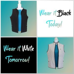 Black and White Quilted Vest Reversible Fairway and Greene......726